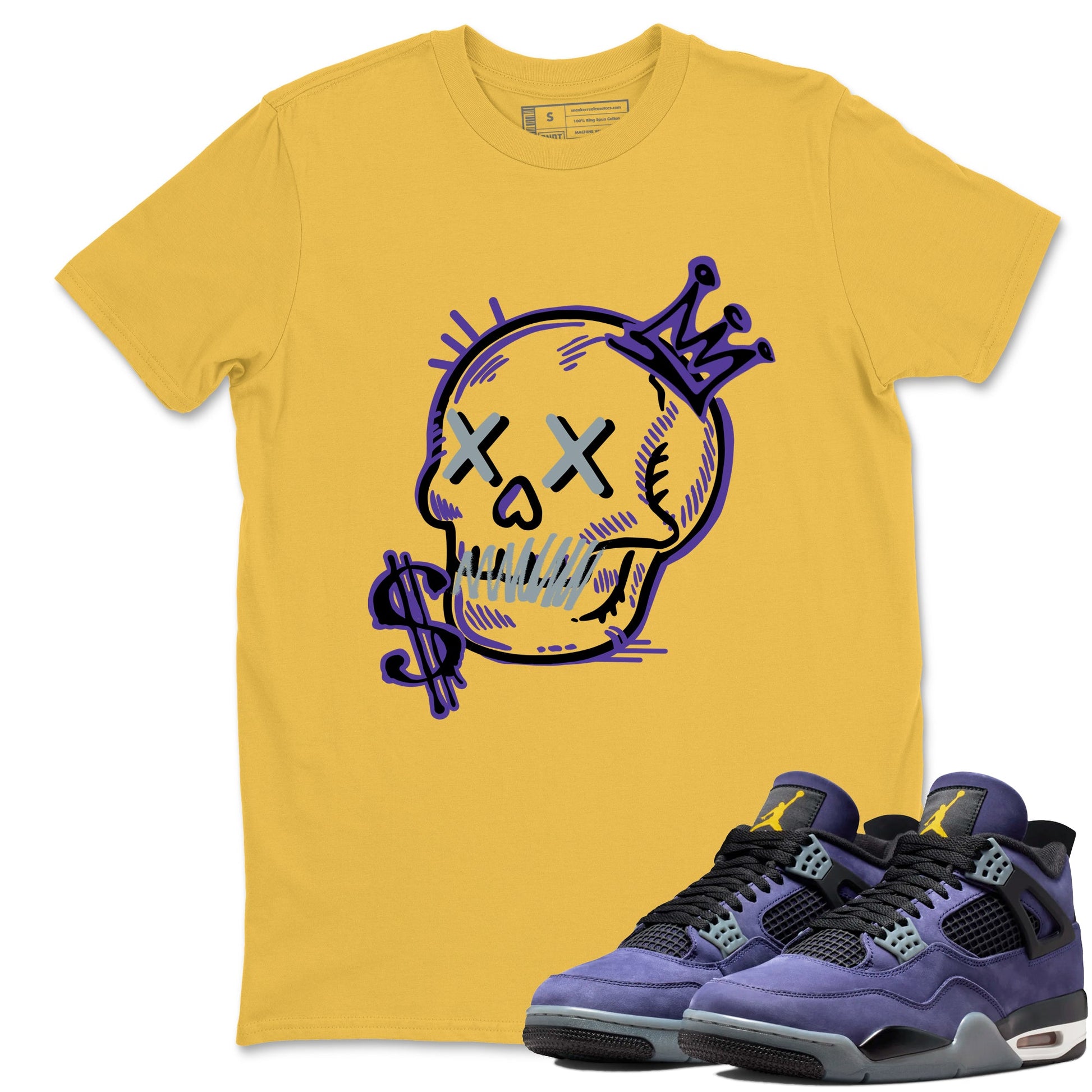 Sneaker match tees – Sneaker Tees To Match Air Jordan 4 Lakeshow Shoes – Neon Skull Tee Daisy 1