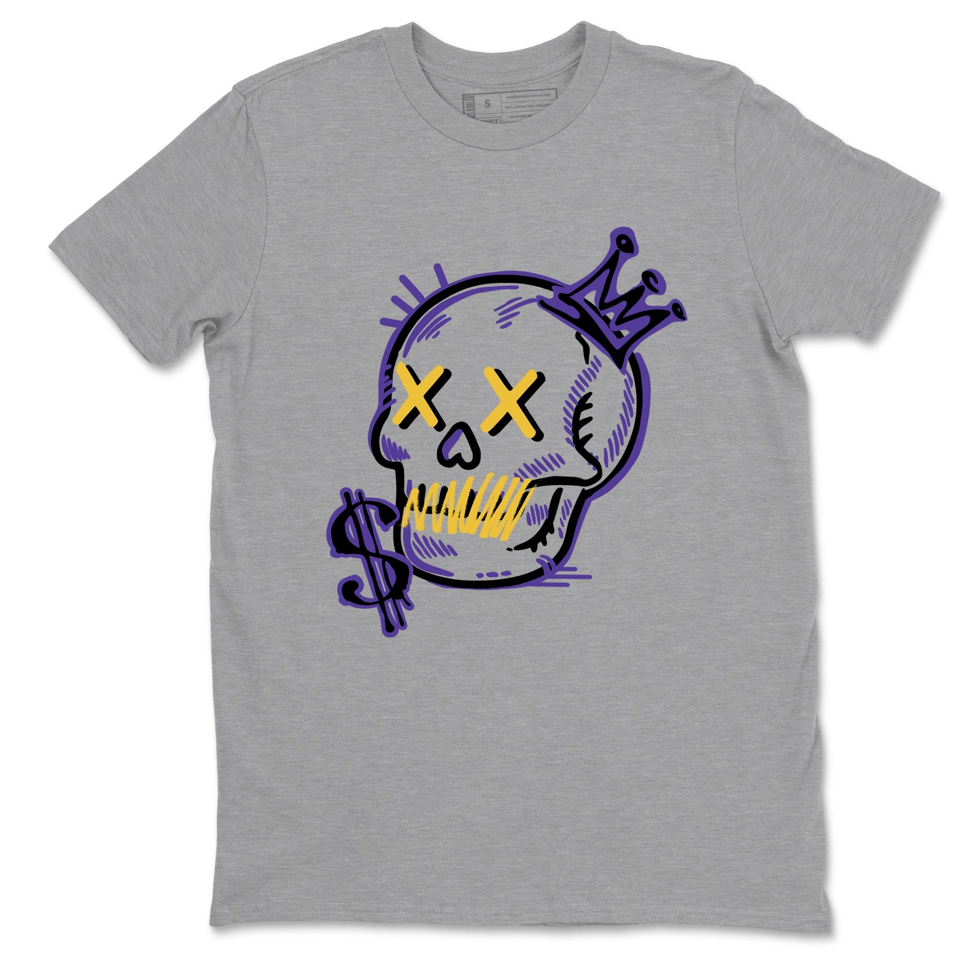 Sneaker match tees – Sneaker Tees To Match Air Jordan 4 Lakeshow Shoes – Neon Skull Tee Heather Grey 2