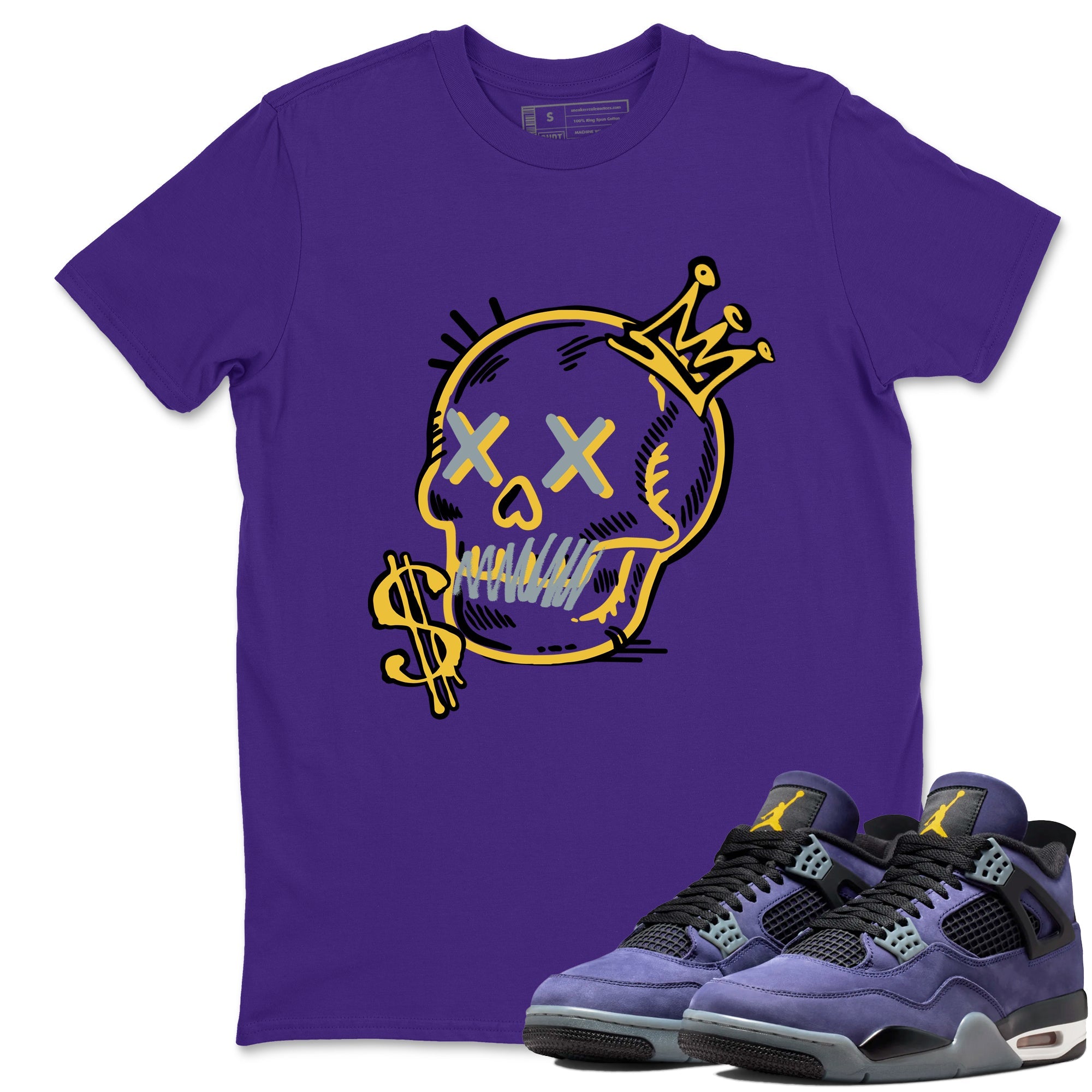 Sneaker match tees – Sneaker Tees To Match Air Jordan 4 Lakeshow Shoes – Neon Skull Tee Purple 1