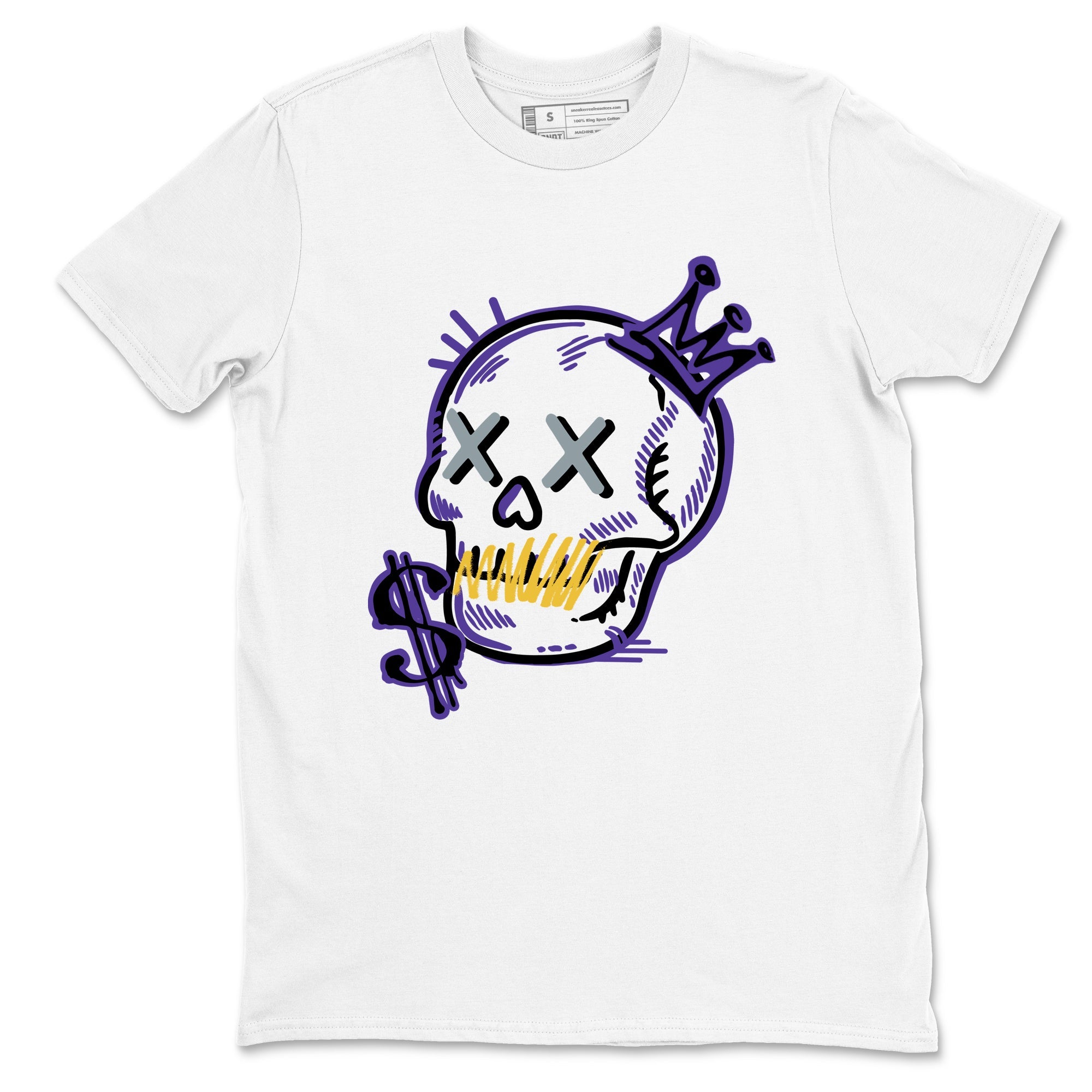 Sneaker match tees – Sneaker Tees To Match Air Jordan 4 Lakeshow Shoes – Neon Skull Tee White 2