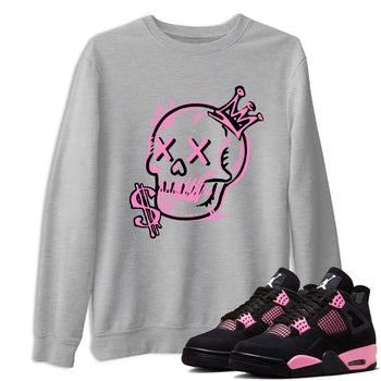 Perfect Valentine's Day Gifts graphic tee  – Sneaker Tees To Match Air Jordan 4 Pink Thunder – Neon Skull Tee Heather Grey 1