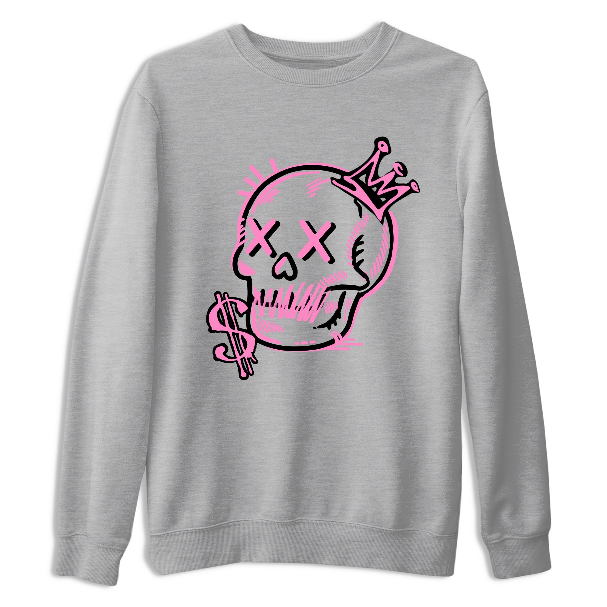 Perfect Valentine's Day Gifts graphic tee  – Sneaker Tees To Match Air Jordan 4 Pink Thunder – Neon Skull Tee Heather Grey 2