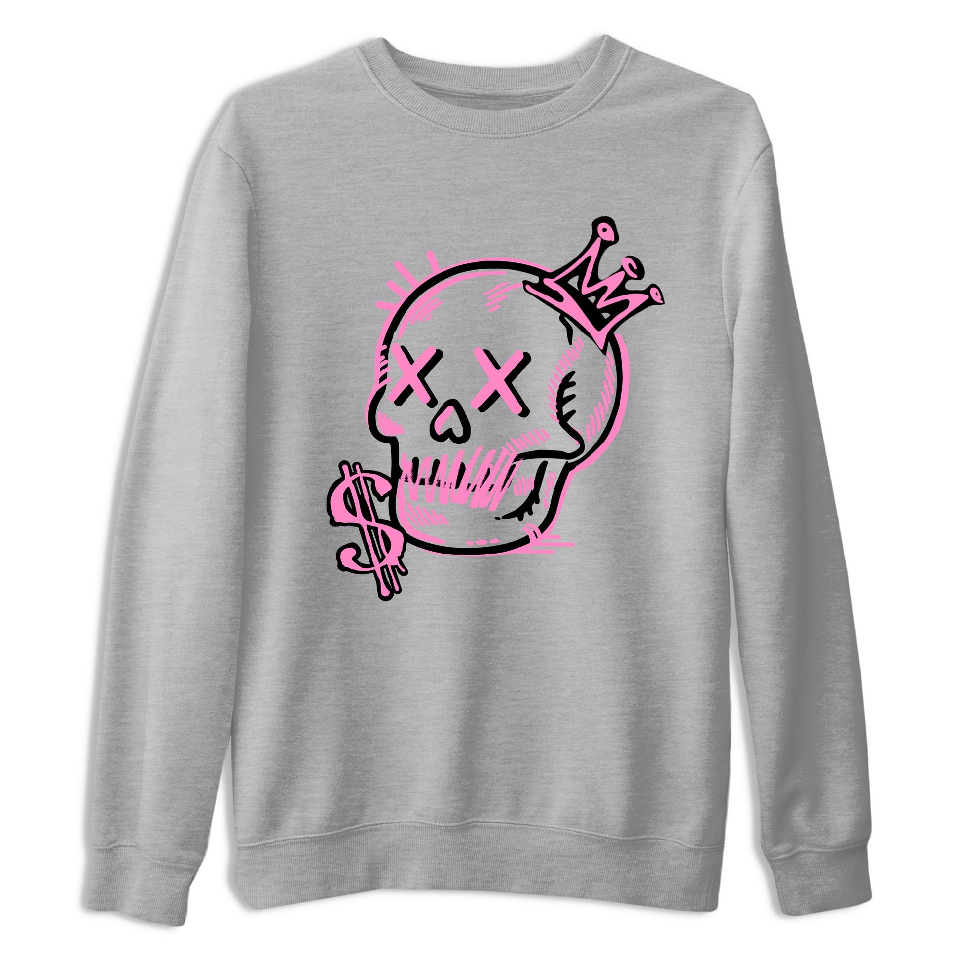 Perfect Valentine's Day Gifts graphic tee  – Sneaker Tees To Match Air Jordan 4 Pink Thunder – Neon Skull Tee Heather Grey 2
