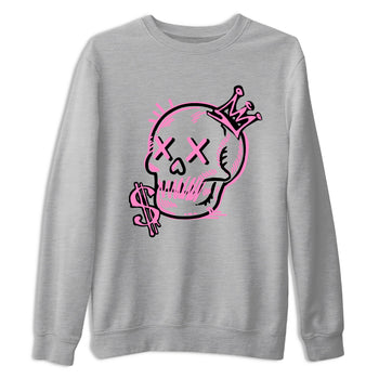 Perfect Valentine's Day Gifts graphic tee  – Sneaker Tees To Match Air Jordan 4 Pink Thunder – Neon Skull Tee Heather Grey 2