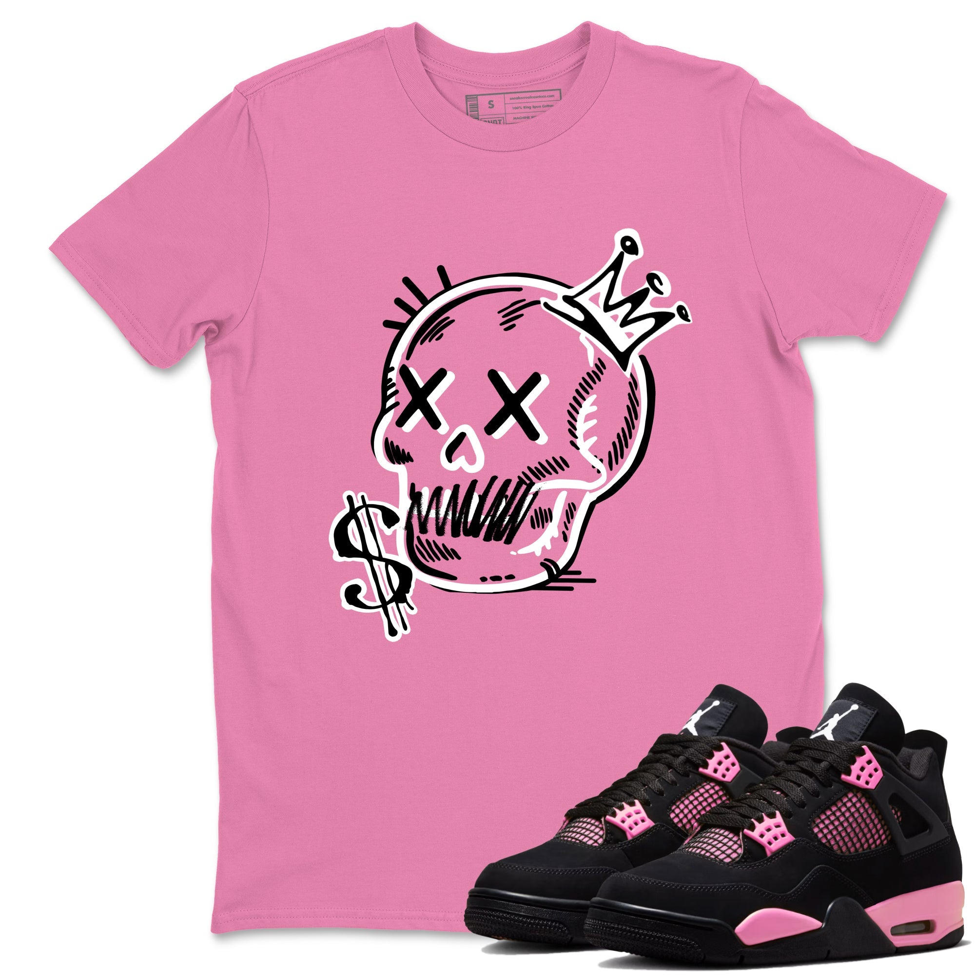 Perfect Valentine's Day Gifts graphic tee  – Sneaker Tees To Match Air Jordan 4 Pink Thunder – Neon Skull Tee Bubble Gum 1