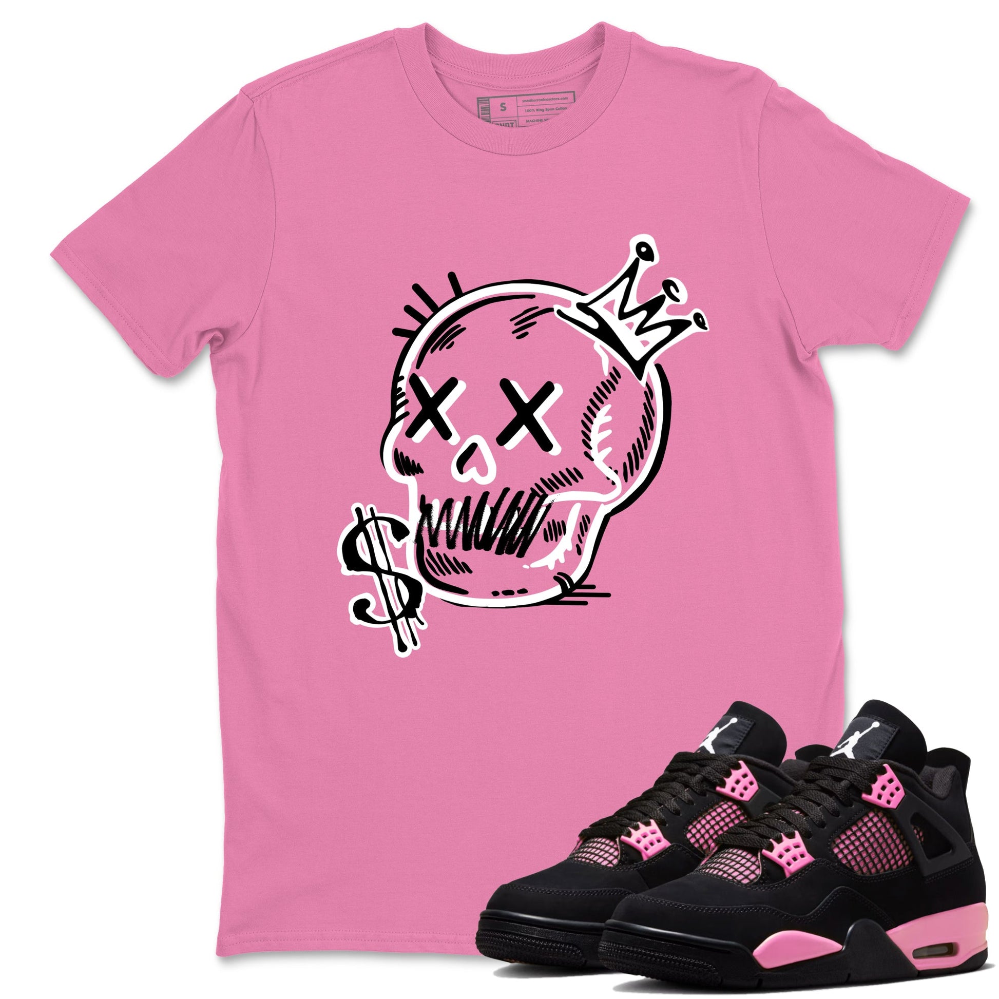 Perfect Valentine's Day Gifts graphic tee  – Sneaker Tees To Match Air Jordan 4 Pink Thunder – Neon Skull Tee Bubble Gum 1