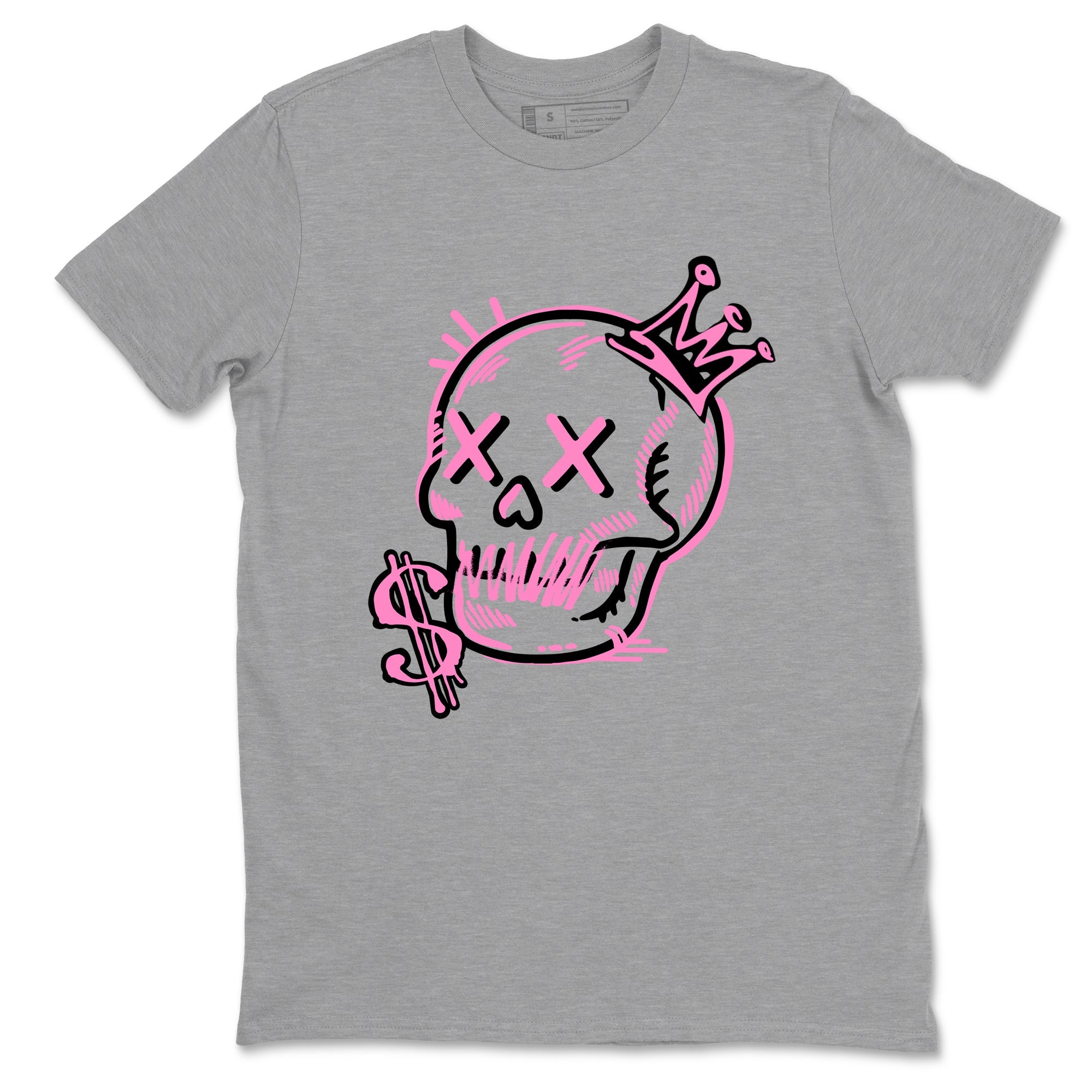 Perfect Valentine's Day Gifts graphic tee  – Sneaker Tees To Match Air Jordan 4 Pink Thunder – Neon Skull Tee Heather Grey 2