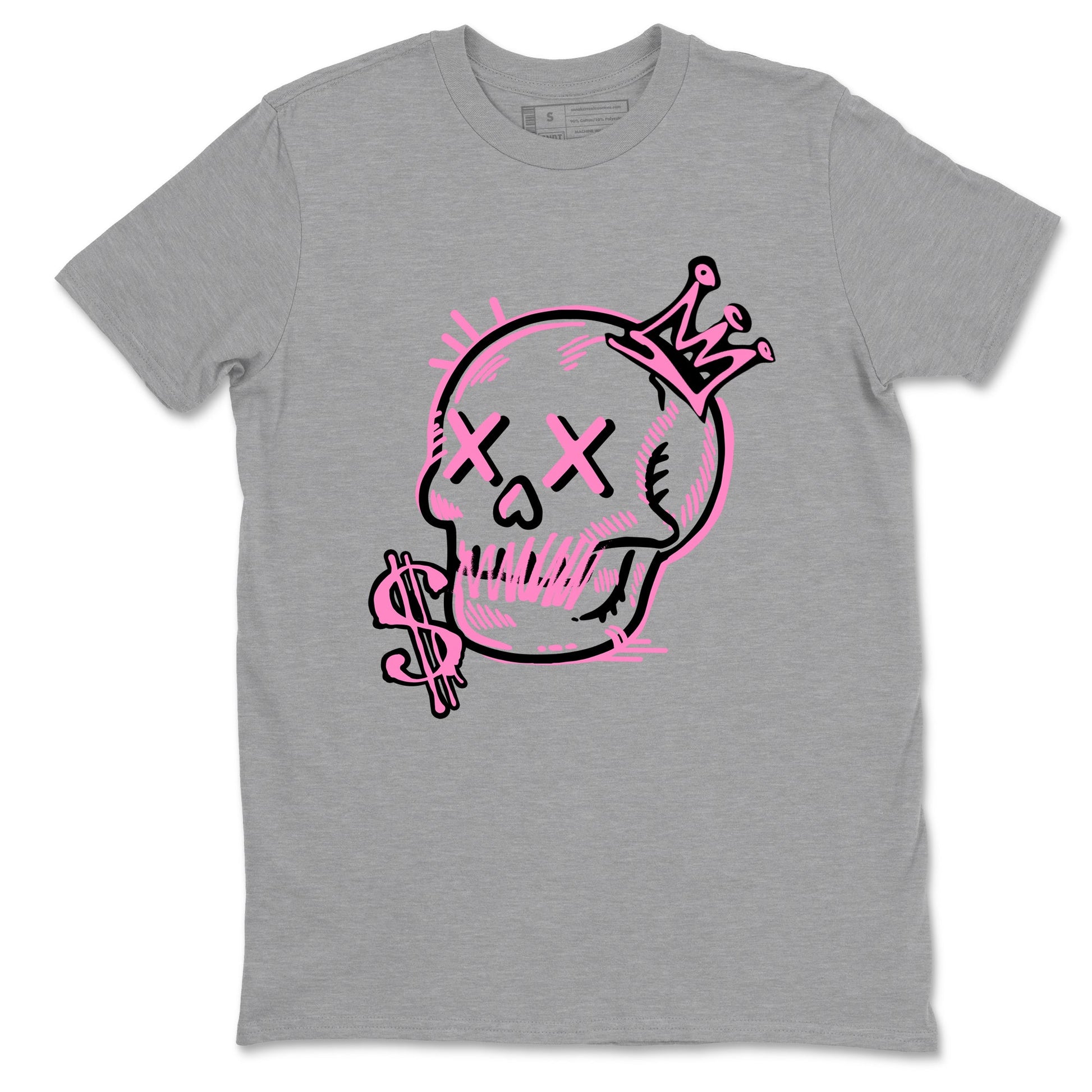 Perfect Valentine's Day Gifts graphic tee  – Sneaker Tees To Match Air Jordan 4 Pink Thunder – Neon Skull Tee Heather Grey 2