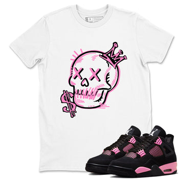 Perfect Valentine's Day Gifts graphic tee  – Sneaker Tees To Match Air Jordan 4 Pink Thunder – Neon Skull Tee White 1