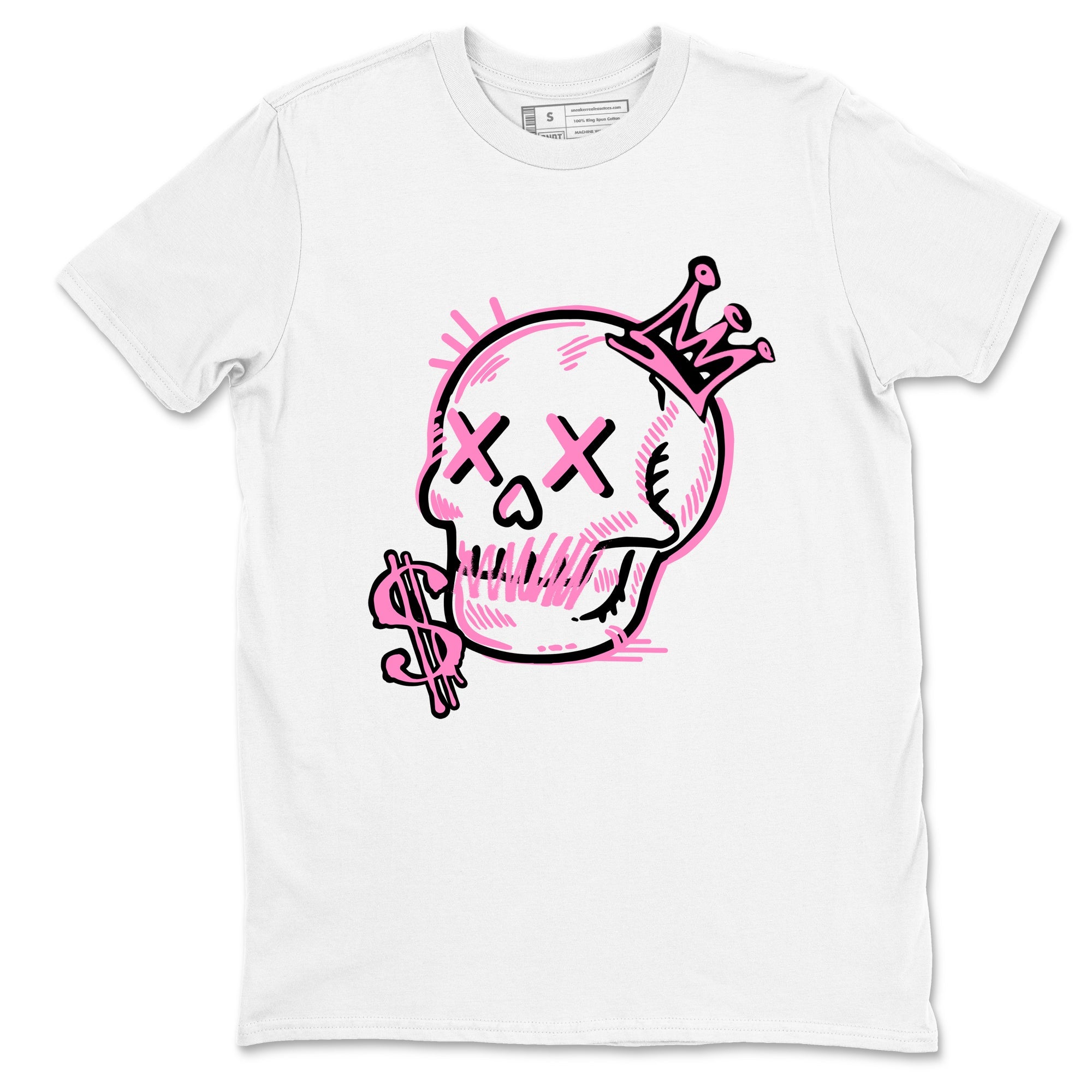 Perfect Valentine's Day Gifts graphic tee  – Sneaker Tees To Match Air Jordan 4 Pink Thunder – Neon Skull Tee White 2