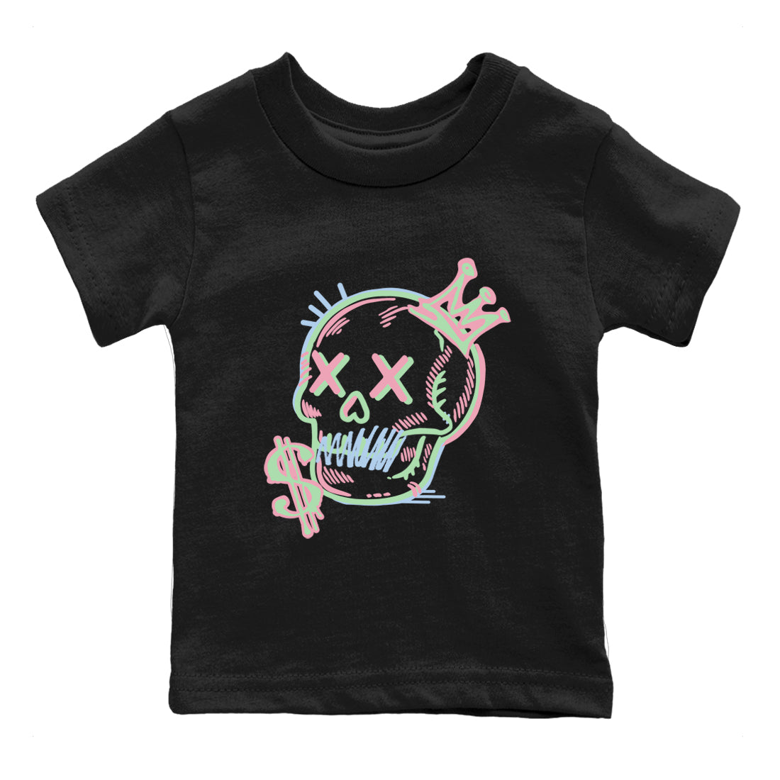 Best Sneakerfits graphic tee – Perfect Valentine's Day outfits to match Air Jordan 4 Valentines Day Kids – Neon Skull Kids T-Shirt Black 2