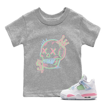 Best Sneakerfits graphic tee – Perfect Valentine's Day outfits to match Air Jordan 4 Valentines Day Kids – Neon Skull Kids T-Shirt Heather Grey 1