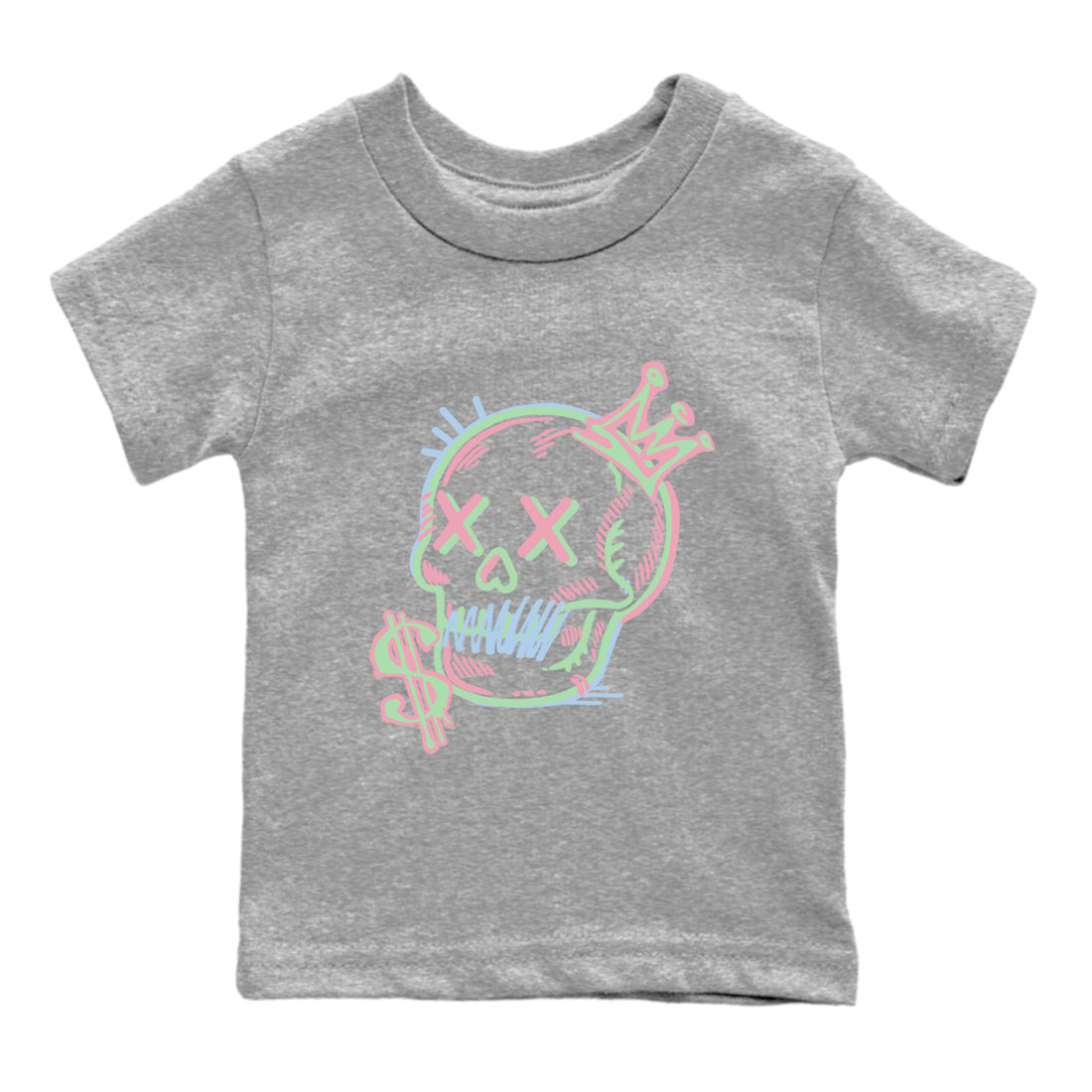 Best Sneakerfits graphic tee – Perfect Valentine's Day outfits to match Air Jordan 4 Valentines Day Kids – Neon Skull Kids T-Shirt Heather Grey 2