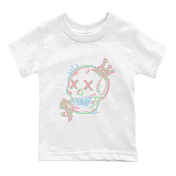 Best Sneakerfits graphic tee – Perfect Valentine's Day outfits to match Air Jordan 4 Valentines Day Kids – Neon Skull Kids T-Shirt White 2