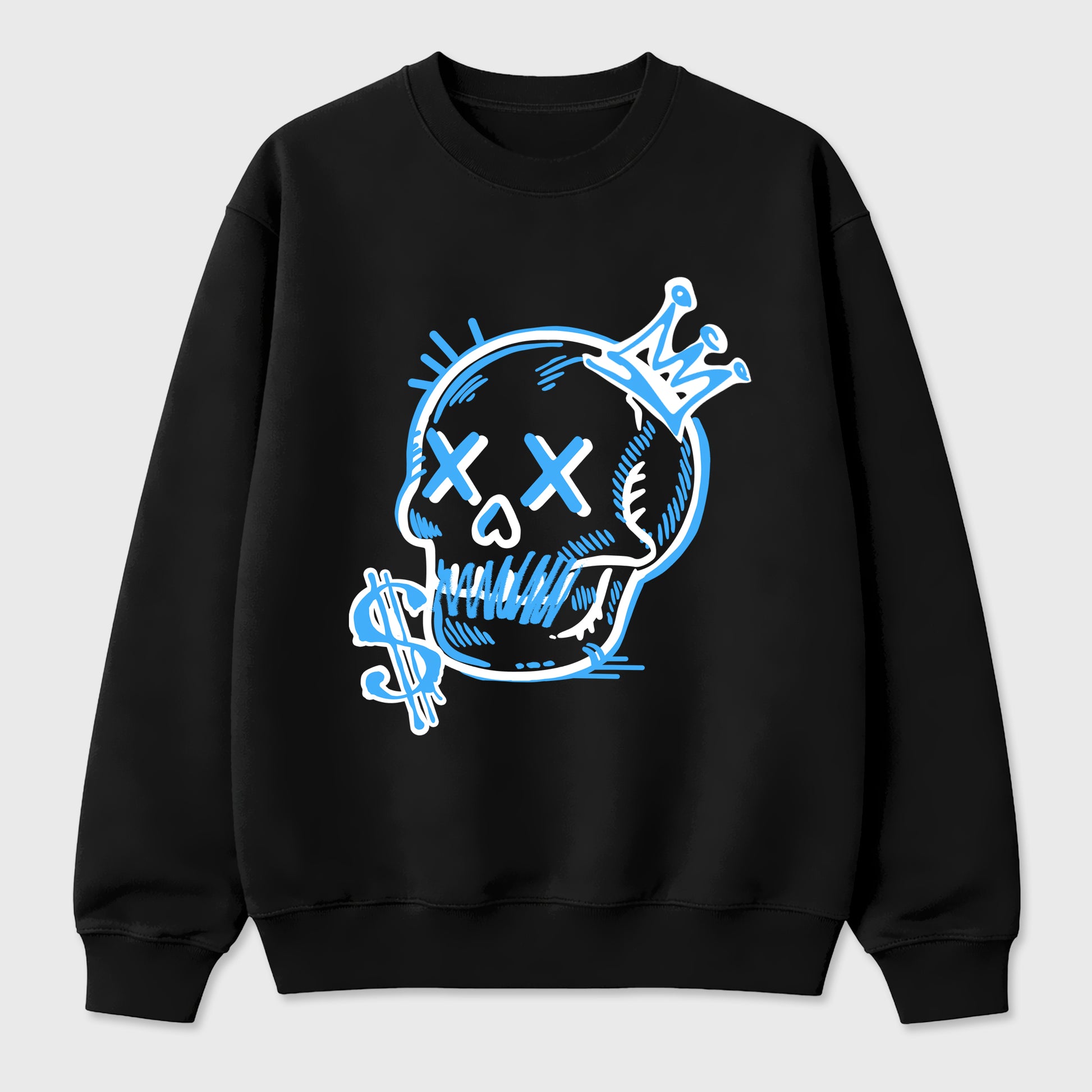 Neon Skull Graphic T-Shirt sneaker match tee designed for the Air Jordan 5 Black Carolina, featuring coordinated color options for a perfect streetwear match. Black 2 shirt.