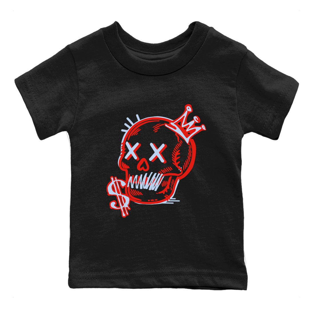 Sneaker match tees – Sneaker Tees To Match Air Jordan 6 Reverse Infrared Shoes – Neon Skull Kids T-Shirt Black 2