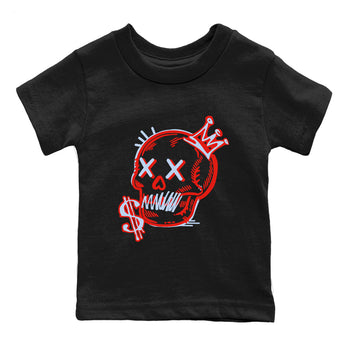 Sneaker match tees – Sneaker Tees To Match Air Jordan 6 Reverse Infrared Shoes – Neon Skull Kids T-Shirt Black 2