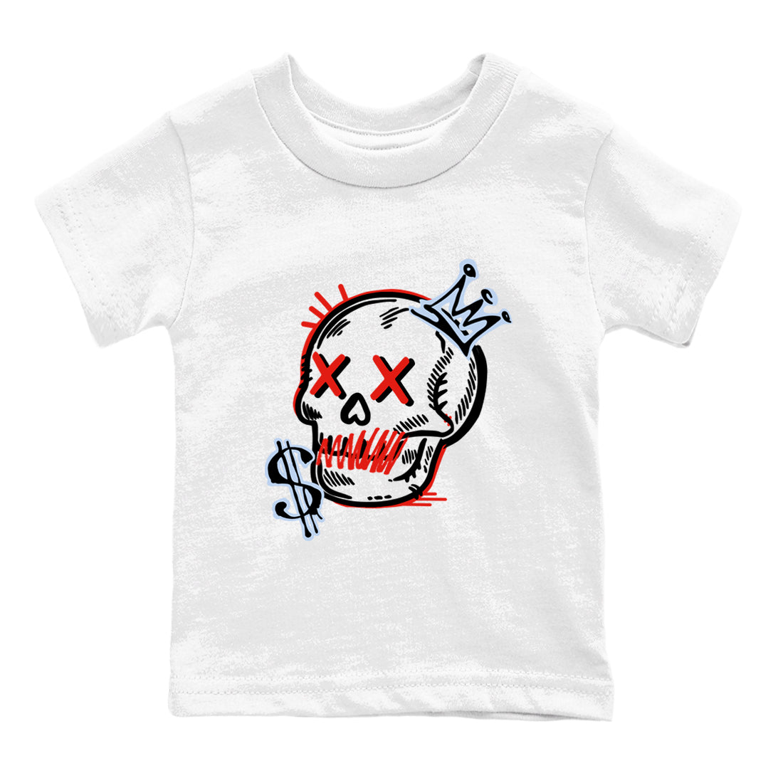 Sneaker match tees – Sneaker Tees To Match Air Jordan 6 Reverse Infrared Shoes – Neon Skull Kids T-Shirt White 2