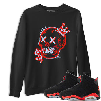 Sneaker match tees – Sneaker Tees To Match Air Jordan 6 Reverse Infrared Shoes – Neon Skull Tee Black 1