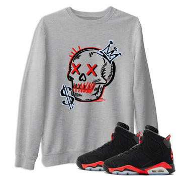 Sneaker match tees – Sneaker Tees To Match Air Jordan 6 Reverse Infrared Shoes – Neon Skull Tee Heather Grey 1