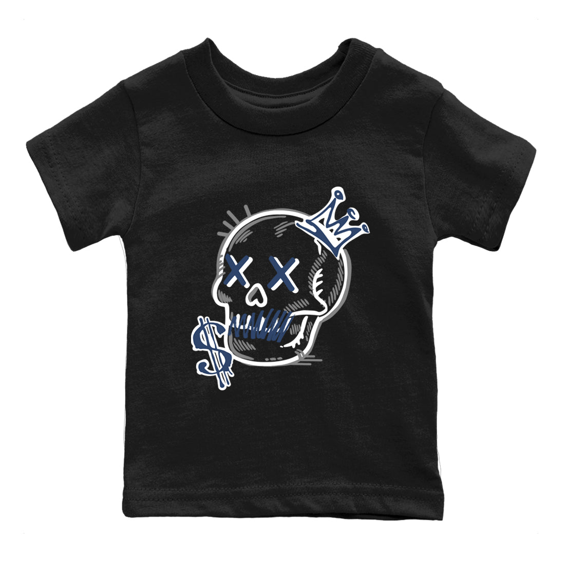 Perfect Valentine's Day Gifts graphic tee  – Sneaker Tees To Match Air Jordan 9 Flint Grey – Neon Skull Kids Graphic T-Shirt Black 2