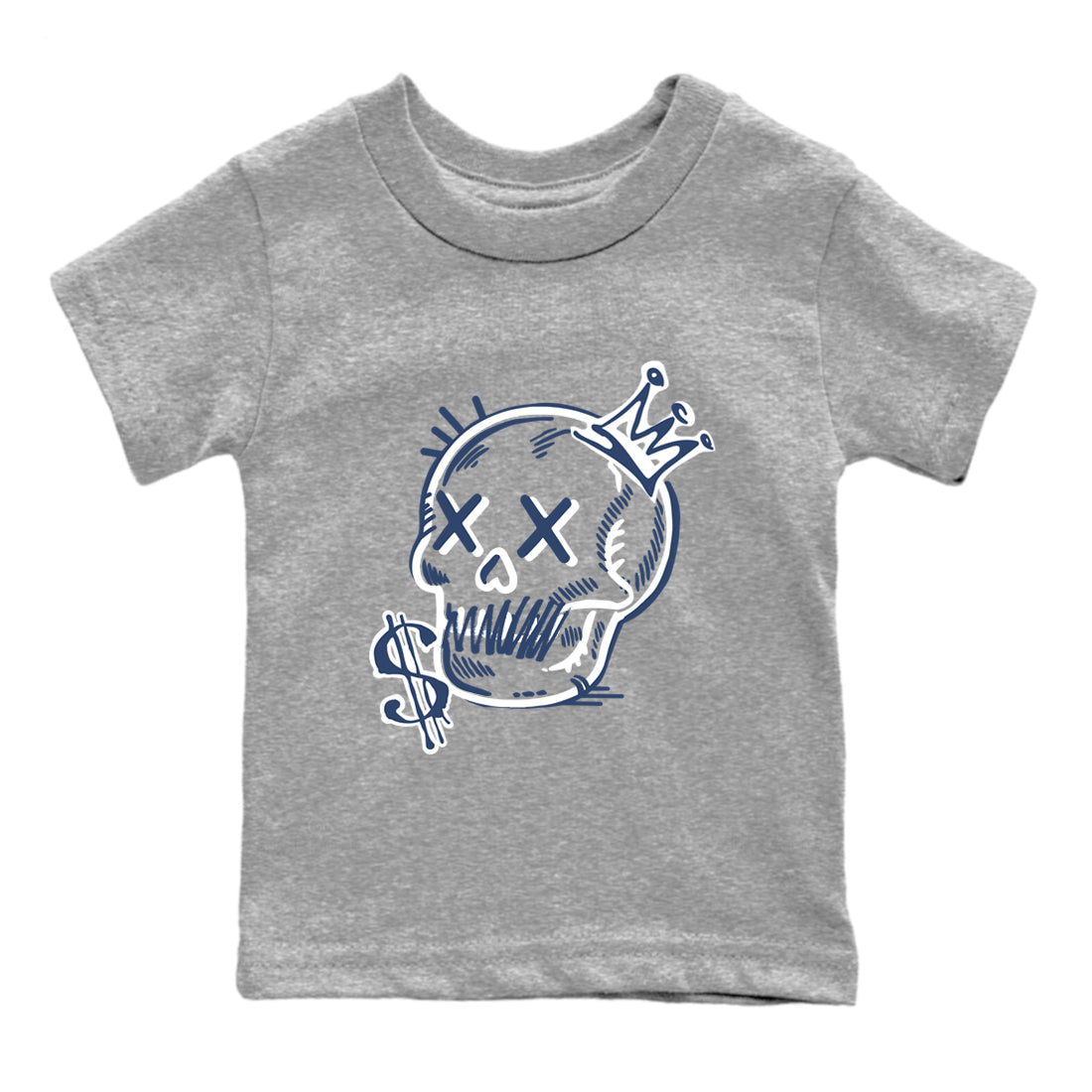 Perfect Valentine's Day Gifts graphic tee  – Sneaker Tees To Match Air Jordan 9 Flint Grey – Neon Skull Kids Graphic T-Shirt Heather Grey 2