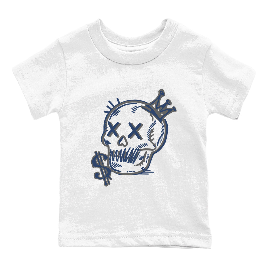 Perfect Valentine's Day Gifts graphic tee  – Sneaker Tees To Match Air Jordan 9 Flint Grey – Neon Skull Kids Graphic T-Shirt White 2