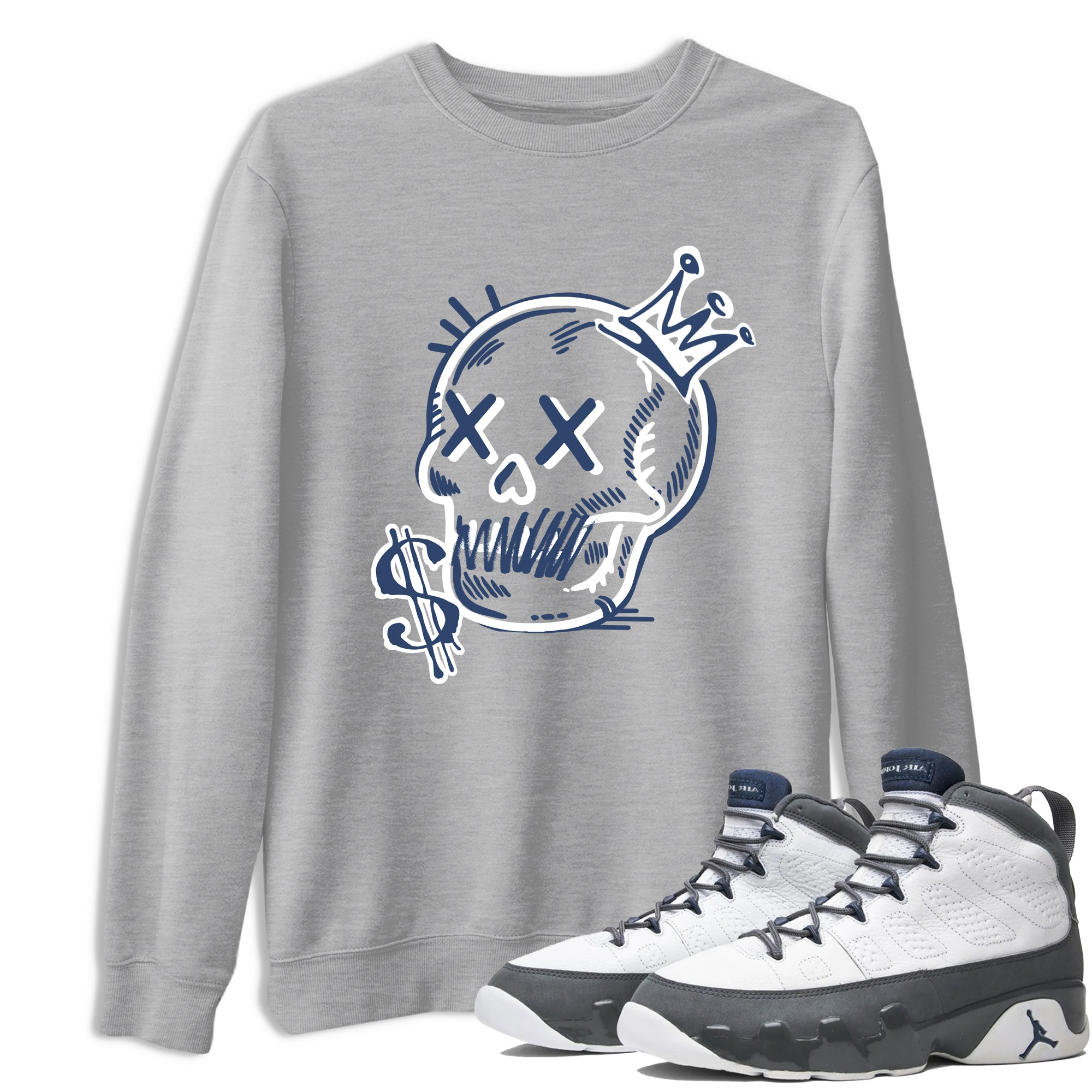 Perfect Valentine's Day Gifts graphic tee  – Sneaker Tees To Match Air Jordan 9 Flint Grey – Neon Skull Tee Heather Grey 1