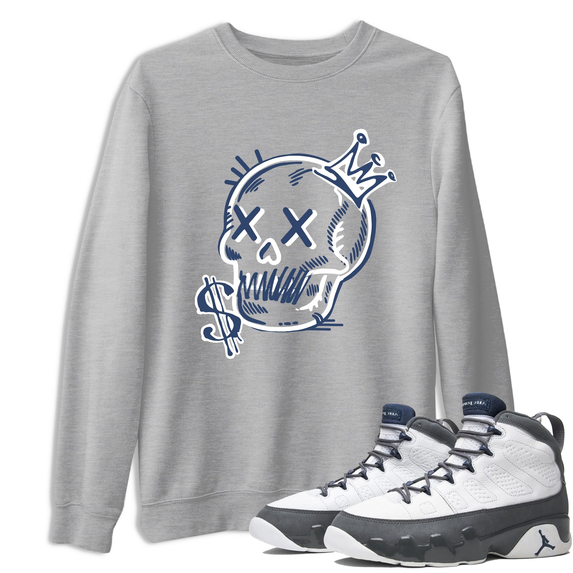 Perfect Valentine's Day Gifts graphic tee  – Sneaker Tees To Match Air Jordan 9 Flint Grey – Neon Skull Tee Heather Grey 1