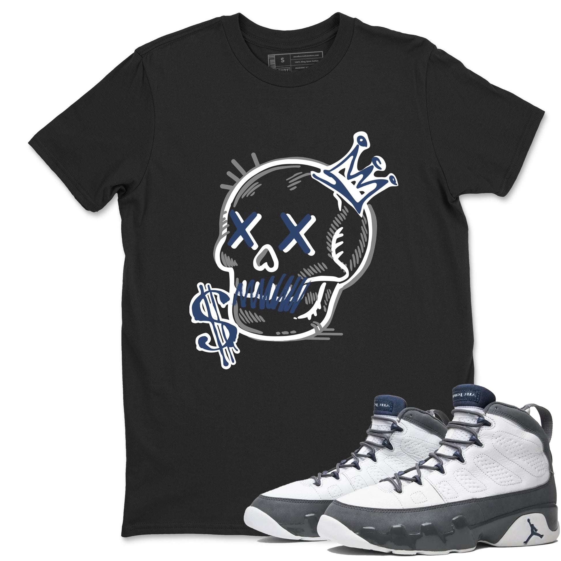 Perfect Valentine's Day Gifts graphic tee  – Sneaker Tees To Match Air Jordan 9 Flint Grey – Neon Skull Tee Black 1