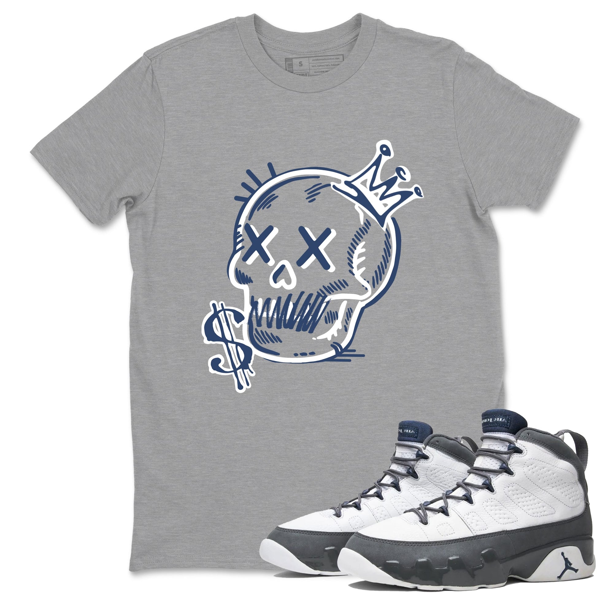 Perfect Valentine's Day Gifts graphic tee  – Sneaker Tees To Match Air Jordan 9 Flint Grey – Neon Skull Tee Heather Grey 1