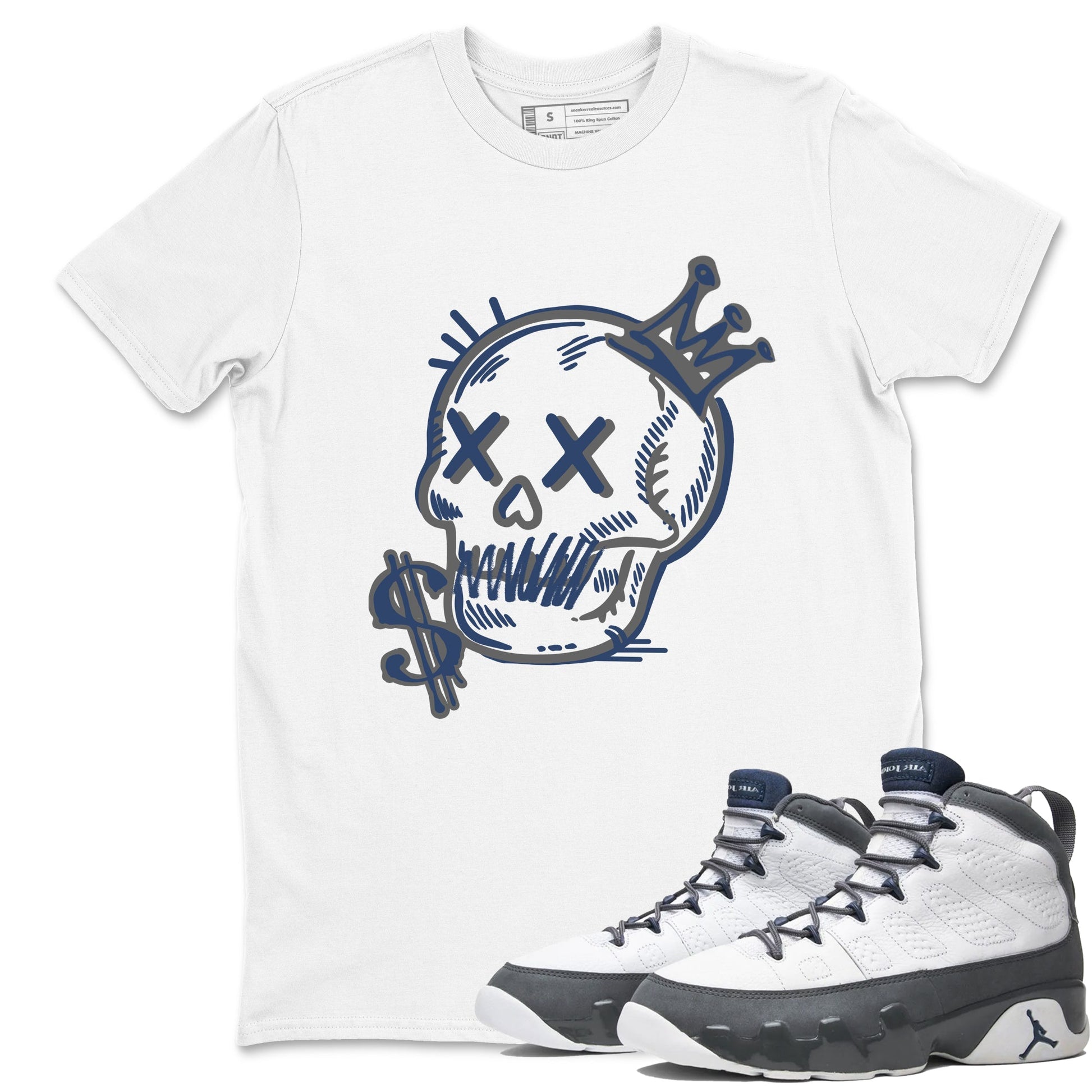 Perfect Valentine's Day Gifts graphic tee  – Sneaker Tees To Match Air Jordan 9 Flint Grey – Neon Skull Tee White 1