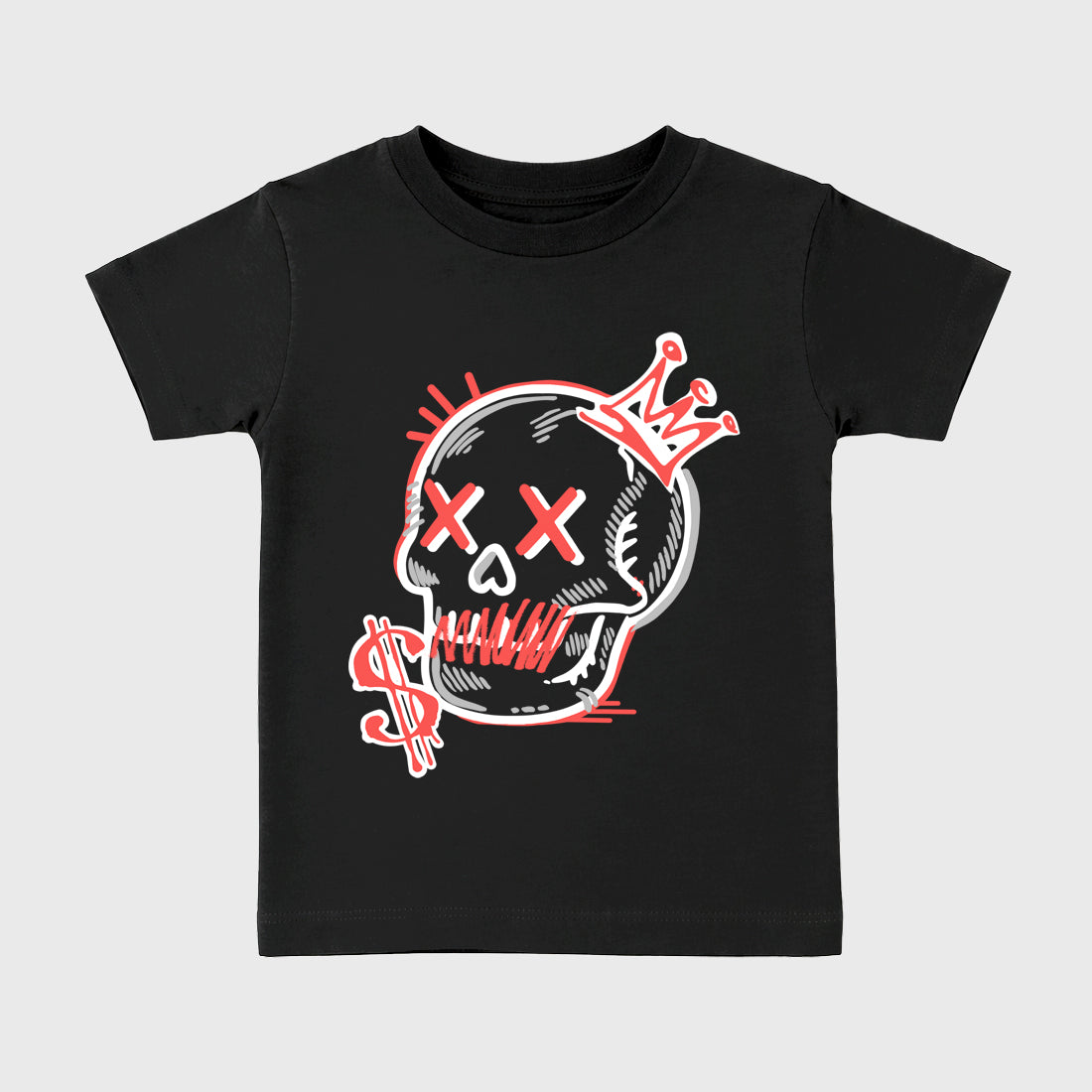 Sneaker match tees – Sneaker Tees To Match Air Max 90 Infrared Shoes – Neon Skull Kids T-Shirt Black 2