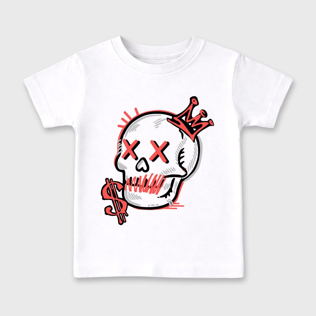 Sneaker match tees – Sneaker Tees To Match Air Max 90 Infrared Shoes – Neon Skull Kids T-Shirt White 2