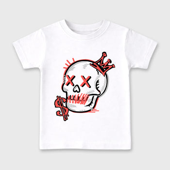 Sneaker match tees – Sneaker Tees To Match Air Max 90 Infrared Shoes – Neon Skull Kids T-Shirt White 2