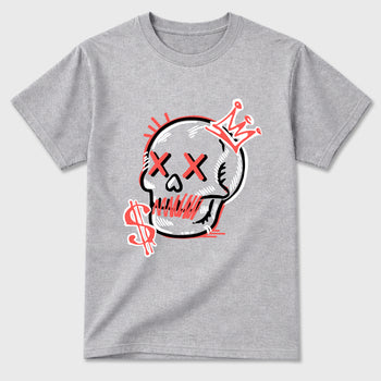 Sneaker match tees – Sneaker Tees To Match Air Max 90 Infrared Shoes – Neon Skull Tee Heather Grey 2