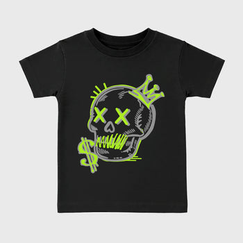 Sneaker match tees – Sneaker Tees To Match Air Max 90 Neon Yellow Shoes – Neon Skull Kids T-Shirt Black 2