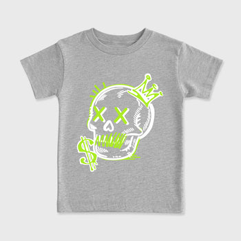 Sneaker match tees – Sneaker Tees To Match Air Max 90 Neon Yellow Shoes – Neon Skull Kids T-Shirt Heather Grey 2