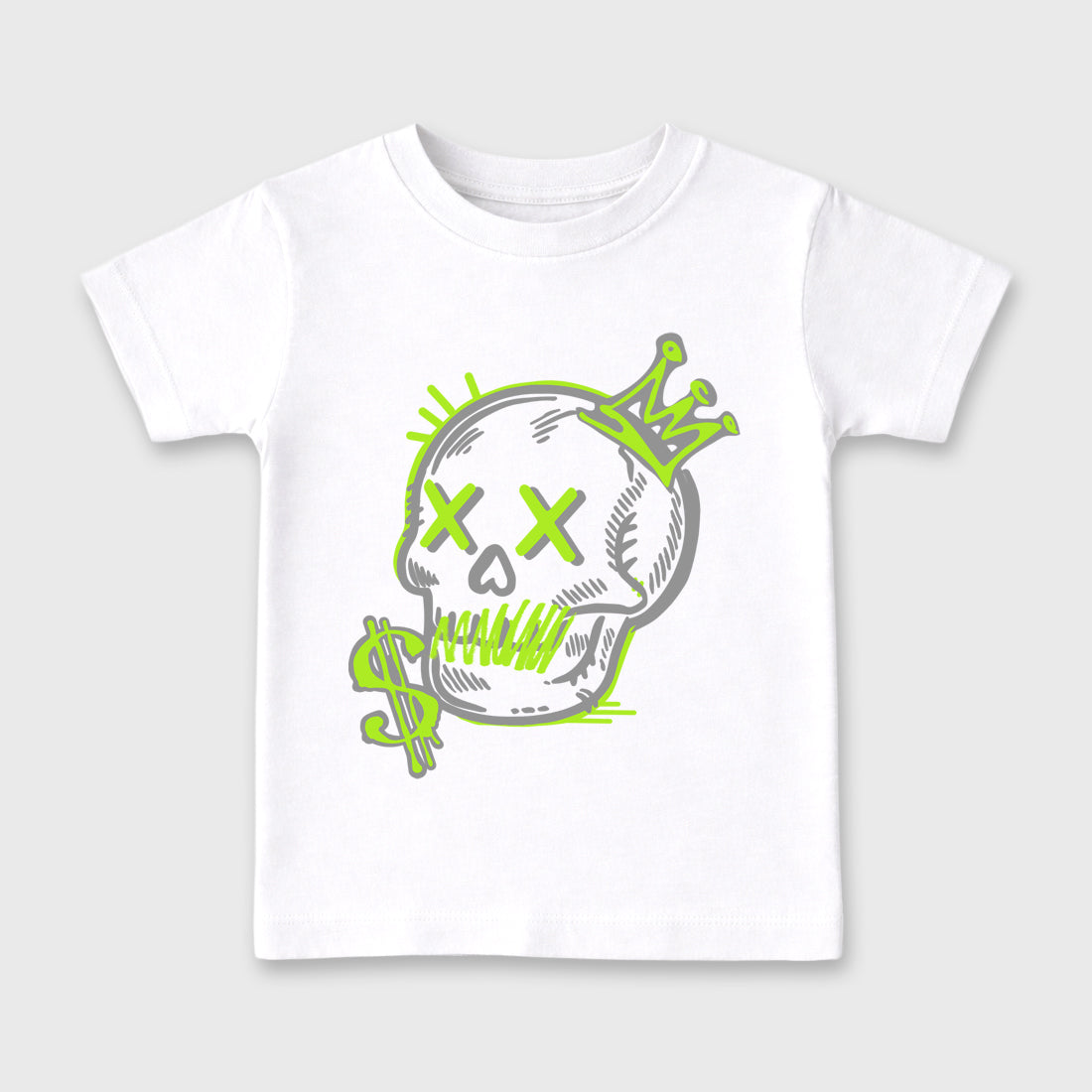 Sneaker match tees – Sneaker Tees To Match Air Max 90 Neon Yellow Shoes – Neon Skull Kids T-Shirt White 2