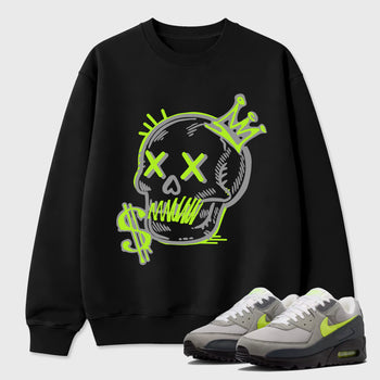 Sneaker match tees – Sneaker Tees To Match Air Max 90 Neon Yellow Shoes – Neon Skull Tee Black 1
