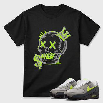 Sneaker match tees – Sneaker Tees To Match Air Max 90 Neon Yellow Shoes – Neon Skull Tee Black 1