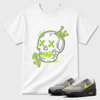 Sneaker match tees – Sneaker Tees To Match Air Max 90 Neon Yellow Shoes – Neon Skull Tee White 1