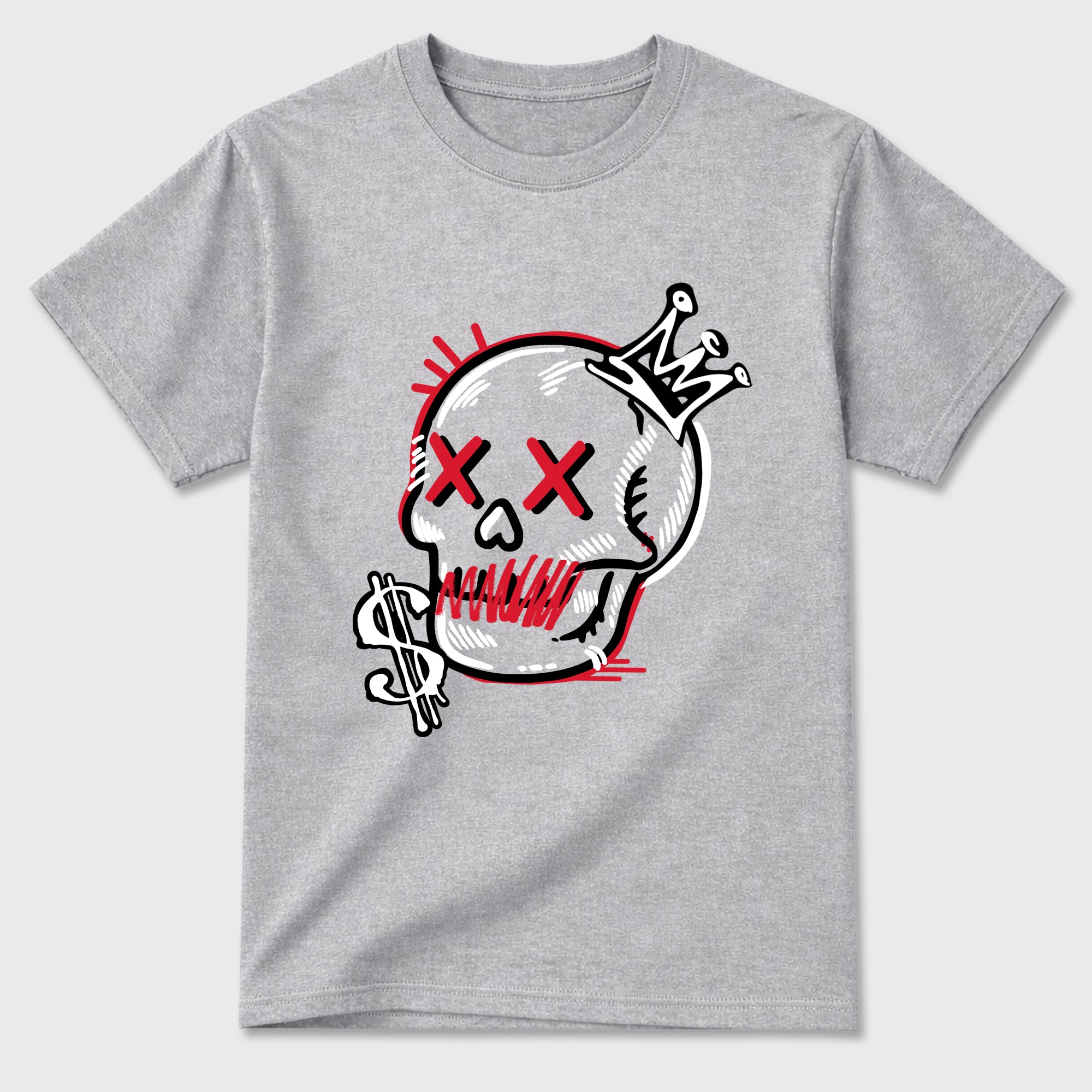 Neon Skull Graphic T-Shirt featuring original streetwear artwork designed to match the Air Max 95 Reverse Solar Red. Heather Grey 2 Graphic T-Shirt.