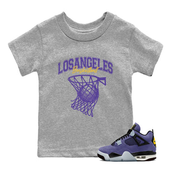 Sneaker match tees – Sneaker Tees To Match Air Jordan 4 Lakeshow Shoes – Net Burn Kids T-Shirt Heather Grey 1