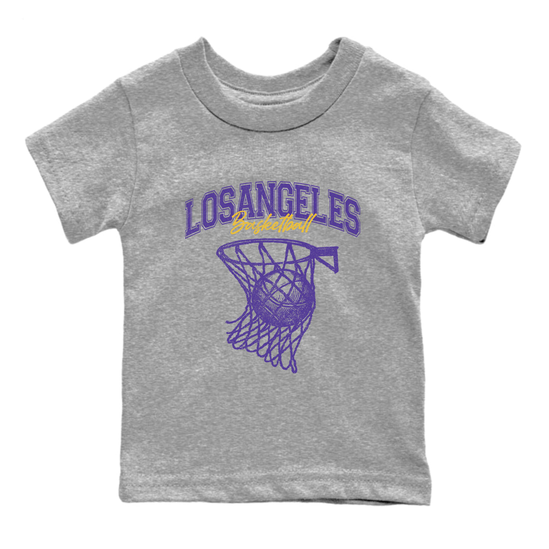 Sneaker match tees – Sneaker Tees To Match Air Jordan 4 Lakeshow Shoes – Net Burn Kids T-Shirt Heather Grey 2