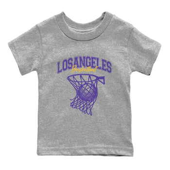 Sneaker match tees – Sneaker Tees To Match Air Jordan 4 Lakeshow Shoes – Net Burn Kids T-Shirt Heather Grey 2