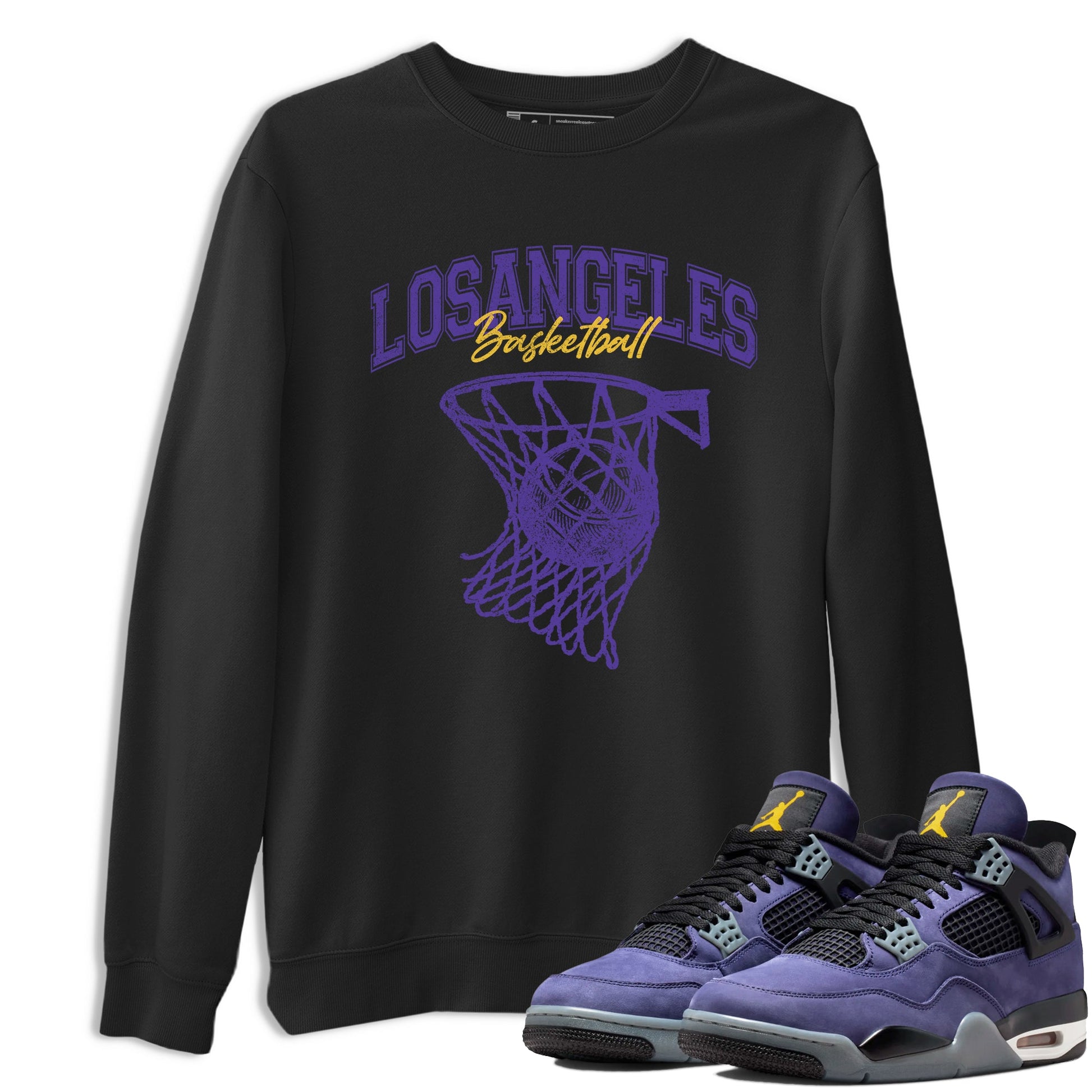 Sneaker match tees – Sneaker Tees To Match Air Jordan 4 Lakeshow Shoes – Net Burn Tee Black 1