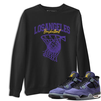 Sneaker match tees – Sneaker Tees To Match Air Jordan 4 Lakeshow Shoes – Net Burn Tee Black 1