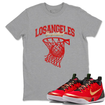 Sneaker match tees – Sneaker Tees To Match Nike KB 9 China Shoes KB 9 University Red and Metallic Gold – Net Burn Tee Heather Grey 1