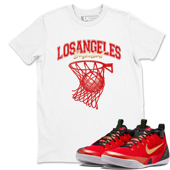 Sneaker match tees – Sneaker Tees To Match Nike KB 9 China Shoes KB 9 University Red and Metallic Gold – Net Burn Tee White 1